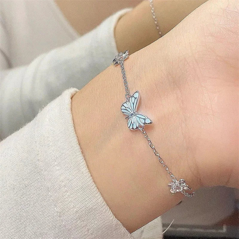 Iridescent Blue-Butterfly Bracelet (glow in the dark)
