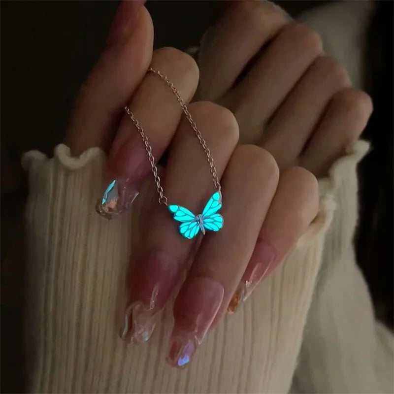 Iridescent Blue-Butterfly Bracelet (glow in the dark)