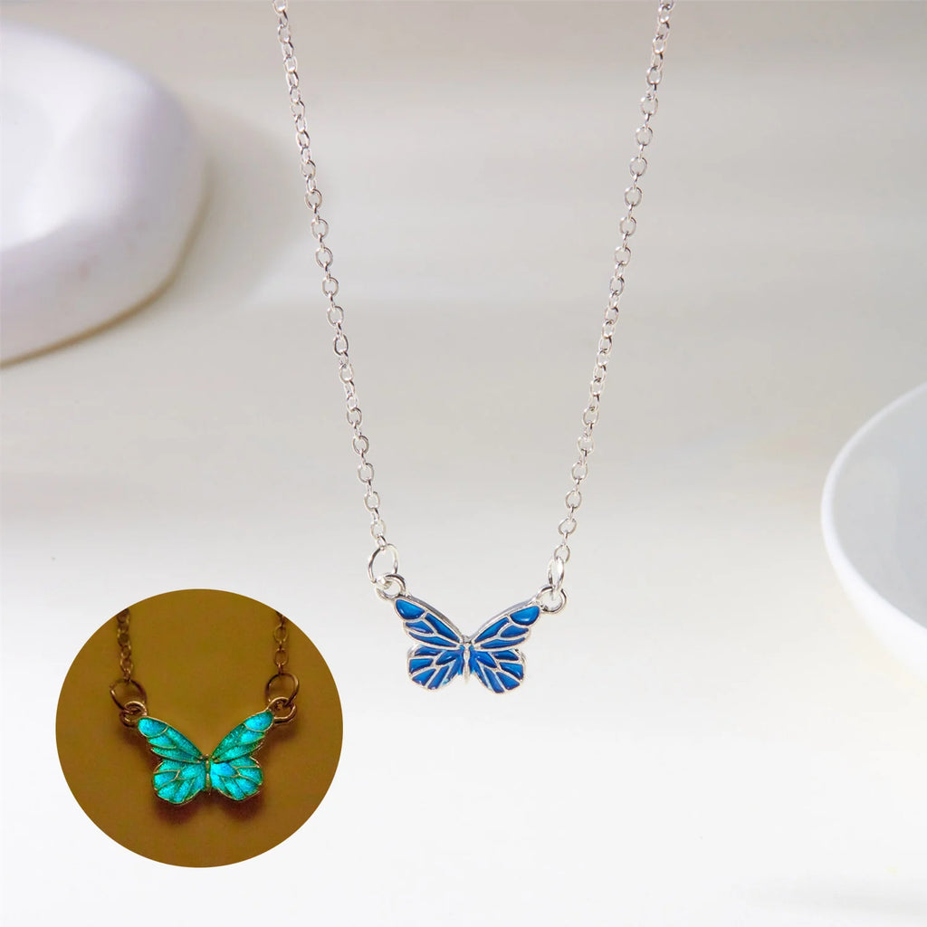 Iridescent Blue-Butterfly Bracelet (glow in the dark)