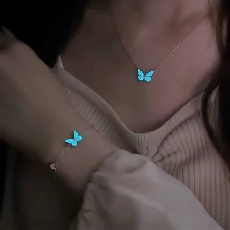 Iridescent Blue-Butterfly Bracelet (glow in the dark)