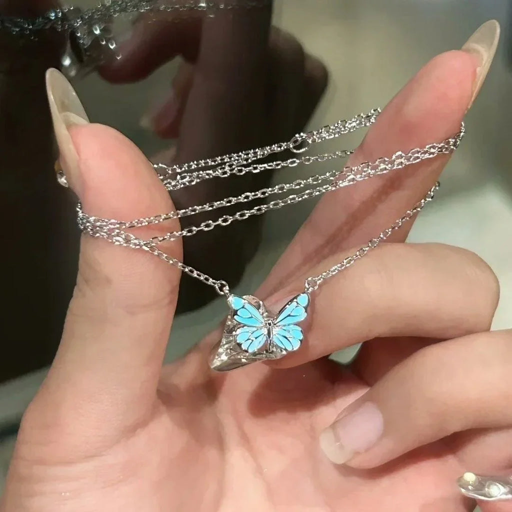 Iridescent Blue-Butterfly Bracelet (glow in the dark)