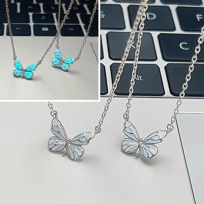 Iridescent Blue-Butterfly Bracelet (glow in the dark)
